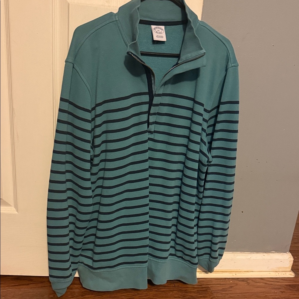 Brooks Brothers Teal and Navy Zip-Up Sweater